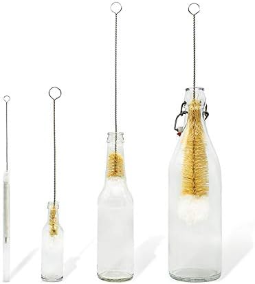 Bambaw Bottle Cleaner Brush Set | 4 Cleaning Brushes | Bottle Brush Cleaner Set | Water Bottle Brush | Bottle Scrubber | Small & Long Bottle Brush for Glass - Soft Cotton Tip to Prevent Scratches - Image 2