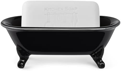 Mini Clawfoot Bathtub Soap Dish,Bar Soap Holder,Black Silver Rim - Image 3