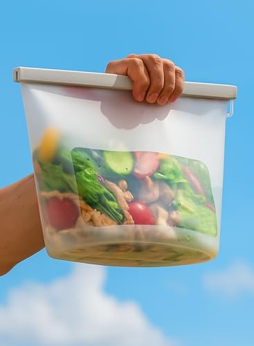 Reusable Silicone Food Storage Bags (Set of 4), Dishwasher Oven Microwave Freezer Safe, Eco-Friendly 100% Platinum, Leakproof Sous Vide Bags, Clear, X-Large - Image 6