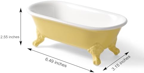 6.5" Mini Clawfoot Bathtub Soap Dish,Bar Soap Holder,Yellow - Image 3
