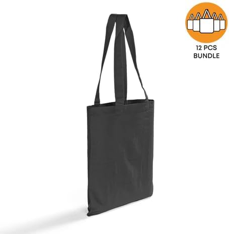 Eco-Friendly Canvas Tote Bag, 12-Pack Large Reusable Shopping & Travel Shoulder Bags, Durable Multi-Purpose – Two Colors