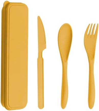 Reusable Travel Utensils with Case, Portable Camping Cutlery Set (Yellow) by Unknown