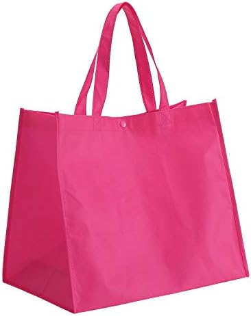 Tosnail 12 Pack Reusable Grocery Shopping Bags, Large Foldable Tote Bags Bulk, Fabric Bags with Long Handle for Shopping Groceries Clothes - Purple, Orange, Pink - Image 3