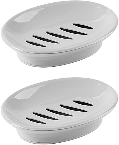 WYOK 2-Pack Soap Dish Plastic Soap Holder with Drainage for Shower (Grey) by WYOK