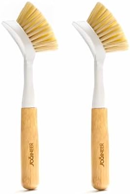 2 Pack Kitchen Dish Scrub Brushes with Bamboo Handle,Pot Cleaning Brushes by JOQINEERLtd