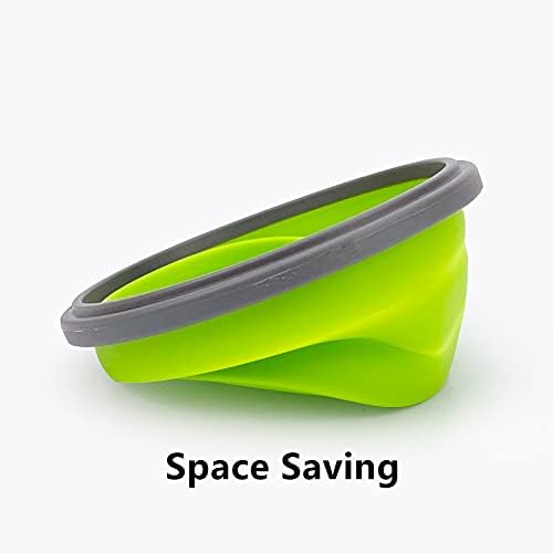 CCyanzi 3piece Round Collapsible Bowl with Lids, Silicone Food Storage Containers, Microwave & Freezer Safe, Space Saving for Kitchen Cabinet and Camping Backpack,(Green Gray) - Image 5