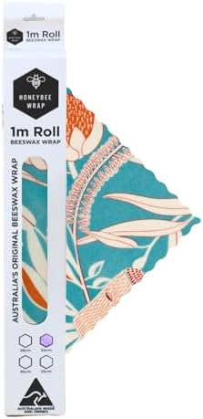 Honeybee Beeswax Wraps - Banksia Pattern Beeswax Roll -Certified Organic Cotton Beeswax Wrap - Reusable Beeswax Wrap for Food - Plastic Wrap & Sandwich Bags Alternative - 40’’ x 13’’ by HONEYBEEWRAP