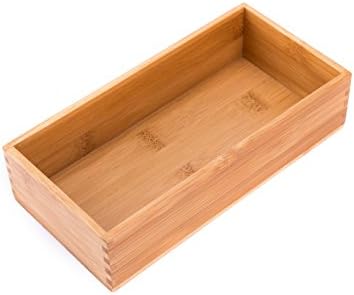 Bamboo Office Supplies Organizer Box Stationery Accessory Organizer Dresser Makeup Tool Drawer Storage Box, Bamboo 8"*4" by Sansnow