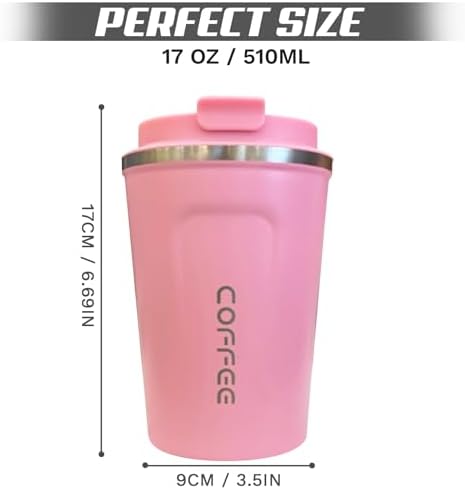 SPLMIFA Travel Coffee Mugs Leak-Proof, Reusable Coffee Cups with Lids, Stainless Steel Vacuum Insulated Coffee Tumblers, Thermal Insulation Cups for Men and Women Hot & Cold Drinks(2nd-Pink, 17OZ) - Image 4