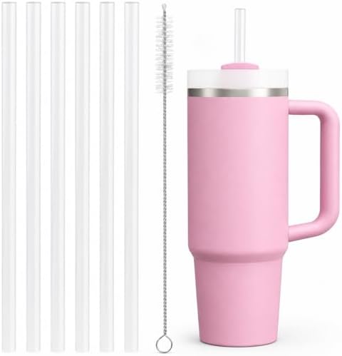 Replacement Straws Compatible with 30 oz Stanley Quencher Tumbler, 10.5 Inch Reusable Straws, Drinking Cup Accessories,Milky White- 6 Pack by Bubrike