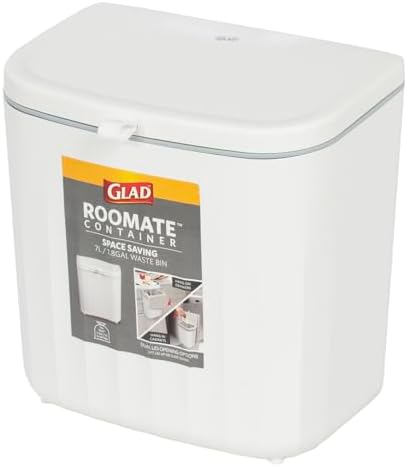 Glad Roomate Under Counter Waste Bin | Space Saving Small Trash Can for Kitchen Cabinet, Bathroom or Office | Dual Lid for Ease of Opening, 7 Liter, White - Image 7