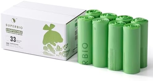 SUPERBIO 33 Gallon Compostable Yard Waste Bags, 120 Count Bulk by SUPERBIOCOMPOSTABLEBAGS
