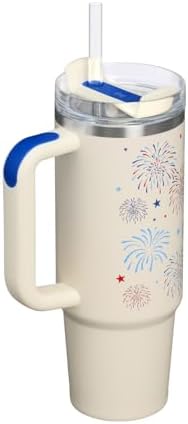 STANLEY Quencher H2.0 Flow State Tumbler, 30 oz, Cream Royal Fireworks - Image 3
