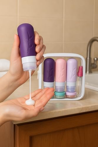 Tocelffe TSA Approved Travel Containers for Toiletries - Leak Proof Silicone Bottles, Refillable Liquid Travel Essentials for Shampoo, Conditioner, Lotion - Image 5
