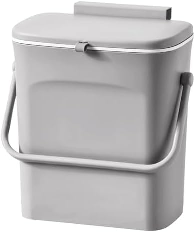 LALASTAR Kitchen Compost Bin for Countertop or Under Sink, Hanging Small Trash Can with Lid for RV/Office/Bedroom/Dorm, Mountable Indoor Compost Bucket, 9L/2.4 Gal, Grey by LALASTAR