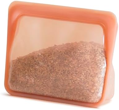Stasher Premium Reusable Silicone Stand-Up Mini Bag, Coral, 28 oz by Stasher