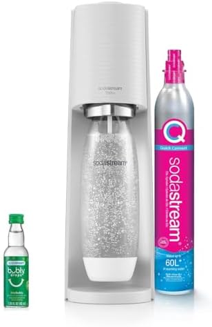 SodaStream TERRA Sparkling Water Maker, Starter Kit, CQC CO2 System, Includes 1 Quick Connect 60L CO2 Cylinder, 1 Dishwasher Safe BPA Free Bottle, 1 bubly Lime Drop, Make your own Pepsi, White by Unknown