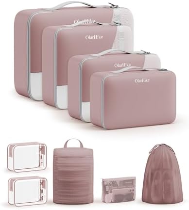 OlarHike 9 Set Packing Cubes for Travel,Gifts for Women Mom,Anti-Tearing Suitcase Organizer,with Over 1000 pcs Mesh Holes,Vacation Essentials & Accessories for Cruise Ship by OlarHike