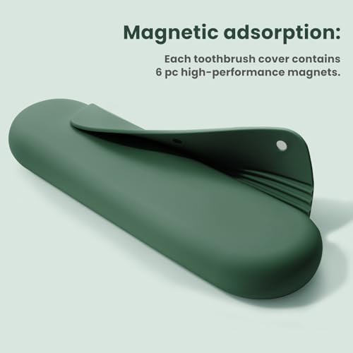 Silicone Electric Toothbrush Travel Case, Manual Toothbrush Travel Cover for Men and Women,Toothbrush for Travel,Gym and More, Fits Most Manual and Electric Toothbrushes - Midnight Green - Image 5