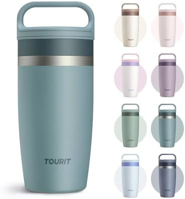 TOURIT Travel Coffee Mug 16 oz,Leakproof 2-Part Lid Tumbler,Dark Green by TOURIT