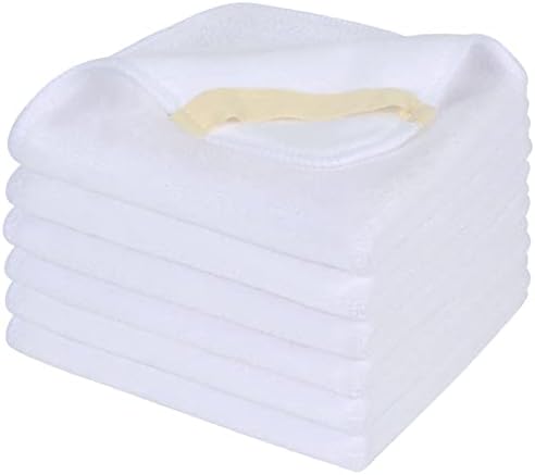 SINLAND Microfiber Facial Cloths Fast Drying Washcloth 12inch x 12inch White 6 pack by SINLAND