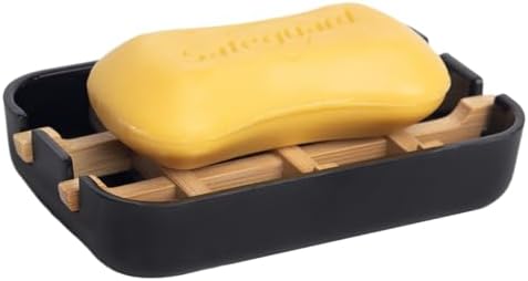 Bamboo Fiber Soap Holder & Dish Combination, Black - Image 6