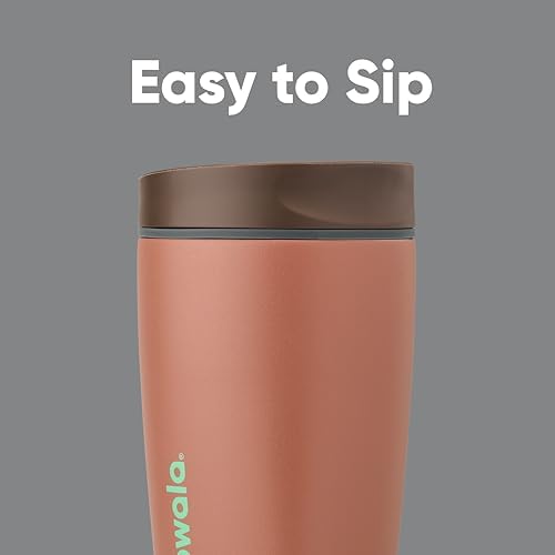 Owala SmoothSip Slider Insulated Stainless Steel Coffee Tumbler, Reusable Iced Coffee Cup, Hot Coffee Travel Mug, BPA Free 12 oz, Grey/Brown (Cozy Cocoa) (Pack of 8) - Image 2