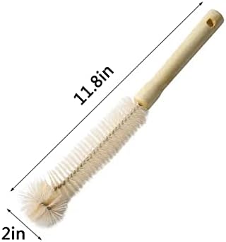 Natural Bristle Bottle Brush, Long Wooden Handle for Narrow - Image 2