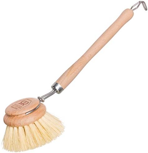 Redecker Dish Brush, Tampico Fiber, 2 Inch Round, Single – Wooden Dish Scrub Brush for Dishes & Cookware, Untreated Beechwood, Made in Germany by Redecker