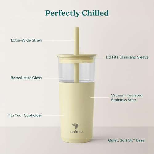 REDUCE Aspen - 20oz Vacuum Insulated Glass Tumbler - Extra Wide Straw & Lid - Image 3