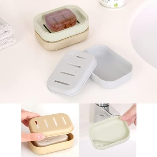 4 Pack Plastic Soap Dish, Soap Container, Double Layer Draining Soap Holder for Shower, Bathroom or Kitchen, C-0060 - Image 4