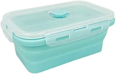 CARTINTS Silicone Collapsible Food Storage Containers-Prep/Storage Bowls with Lids - Set of 3 Square Silicone Lunch Containers - Microwave, Dishwasher and Freezer Safe (blue) - Image 4