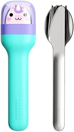 ZOKU Kids Pocket Utensil Set, Unicorn - Stainless Steel Fork, Knife, and Spoon in Case - Portable Design for Travel, School, Picnics, Camping and Outdoor Home Use by ZOKU