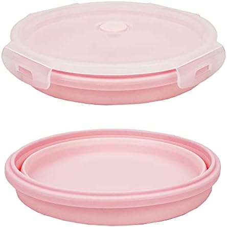 CARTINTS Silicone Collapsible Food Storage Containers-Prep/Storage Bowls with Lids – Set of 4 Round Silicone Lunch Containers – Microwave and Freezer Food Containers(pink) - Image 6
