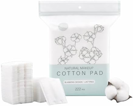 222-Pack 100% Pure Cotton Makeup Remover Pads | Soft, Hypoallergenic & Lint-Free Facial Rectangle for Sensitive Skin | Reusable, Double-Sided with Reinforced Edges | Makeup Skincare(222 Count) by FANBODTA