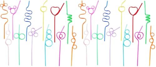 24 Pcs Silly Crazy Straws for Kids Reusable Plastic Loop Curly Crazy Drinking Straws for Classroom Activities Valentines Day Gift Christmas Birthday Wedding Party Supplies Decoration (Pack of 2) by WelcometoCVNDKN