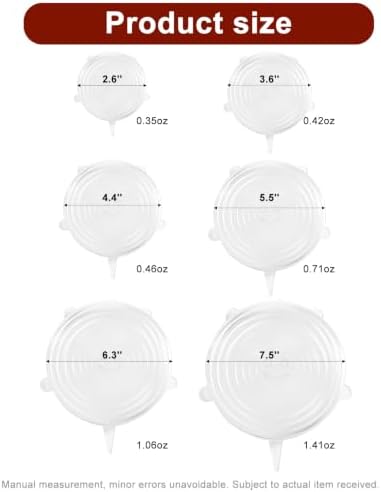 Reusable Silicone Stretch Fresh-Keeping Lids, 6 Sizes 2.6/3.6/4.4/5.5/6.3/7.5 Inches Food Storage Covers, Fit Cup, Bowl, Plate, Fruit and Glass Bowl to Keep Food Fresh - Image 3