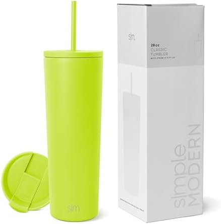 Simple Modern Insulated Tumbler with Lid and Straw | Iced Coffee Cup Reusable Stainless Steel Water Bottle Travel Mug | Gifts for Women Men Her Him | Classic Collection | 28oz | Green Apple by Unknown