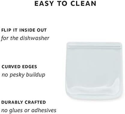 W&P Porter Silicone Reusable Storage Bag, Sandwich (34oz Flat), Mint, Food Storage Container, Microwave and Dishwasher Safe, Easy Cleaning - Image 2