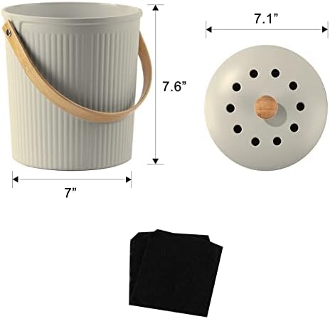 Compost Bin Kitchen, LALASTAR Countertop Compost Bin with Lid, Made of Sustainable Bamboo Fiber, Odorless Indoor Compost Bin, 1 Gallon, Grey - Image 7