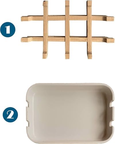Aoheuo Modern Bamboo Fiber soap Holder and soap Dish Combination (Removable),5.12 Long by 3 Wide, 0.98 inches high, Used in Kitchens, bathrooms, and bar Sinks (Off White(2 Pack)) - Image 5