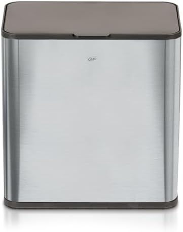 Glad Roomate Stainless Steel Under Counter Waste Bin with Clorox Odor Protection | Space Saving Dual Lid Small Trash Can for Kitchen Cabinet, Bathroom or Office, 1.5 Gallon (6L) by GladTrashFoodStorage