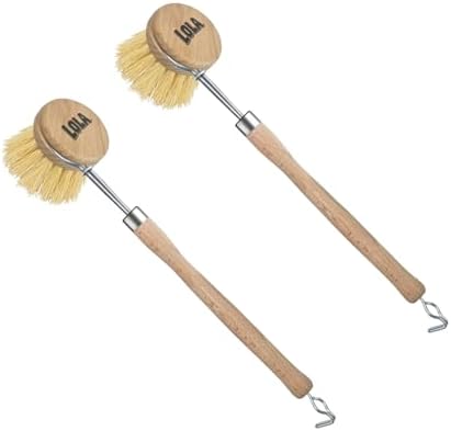 LOLA -The Original - Tampico Vegetable & Dish Brush, 2 Pack, Sustainable Wood Ergonomic Handle w/Tampico Fiber Bristles by LolaProducts