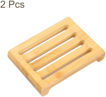 uxcell Wooden Soap Tray, 2 Pack - Wooden Soap Dish, Natural Bamboo Soap Holder, Soap Saver Tray Self Draining for Shower, Bathroom, Bathtub, Kitchen Sink - Image 3