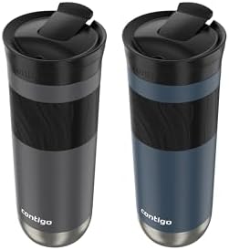 Contigo Byron 2.0 Stainless Steel Travel Mug with SNAPSEAL Lid and Grip, 20 oz, 2-Pack, Sake; Blueberry - Image 4