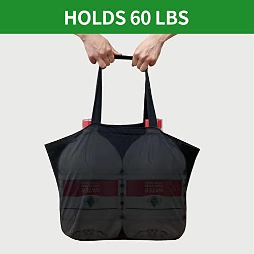 Heavy Duty Canvas Reusable Grocery Bags - 8.3 Gal Foldable Large Tote with Handles, Holds 60 lbs & Washable Eco-friendly Bags with 5 Pockets - Image 4