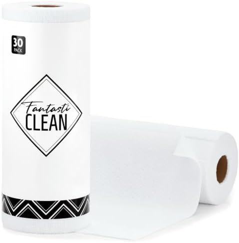 Fantasticlean Microfiber Cleaning Cloth Roll- 30 Sheets, 12" x 12" (White) by Fantasticlean