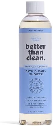 Bath & Daily Natural Shower Cleaner Concentrate - Plant-Based, Fragrance Free Cleaning Products - Hard Water Stain and Soap Scum Remover for Tub & Tile - 8oz Makes 4 Bottles by BetterThanClean