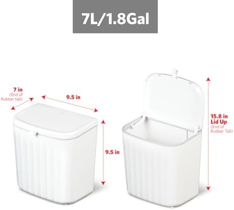 Glad Roomate Under Counter Waste Bin | Space Saving Small Trash Can for Kitchen Cabinet, Bathroom or Office | Dual Lid for Ease of Opening, 7 Liter, White - Image 2