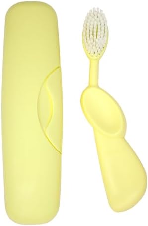 RADIUS Toothbrush Original Big Brush, BPA Free ADA Accepted - Right Hand - Lemon Yellow Brush with Lemon Yellow Case by RADIUSCorporation